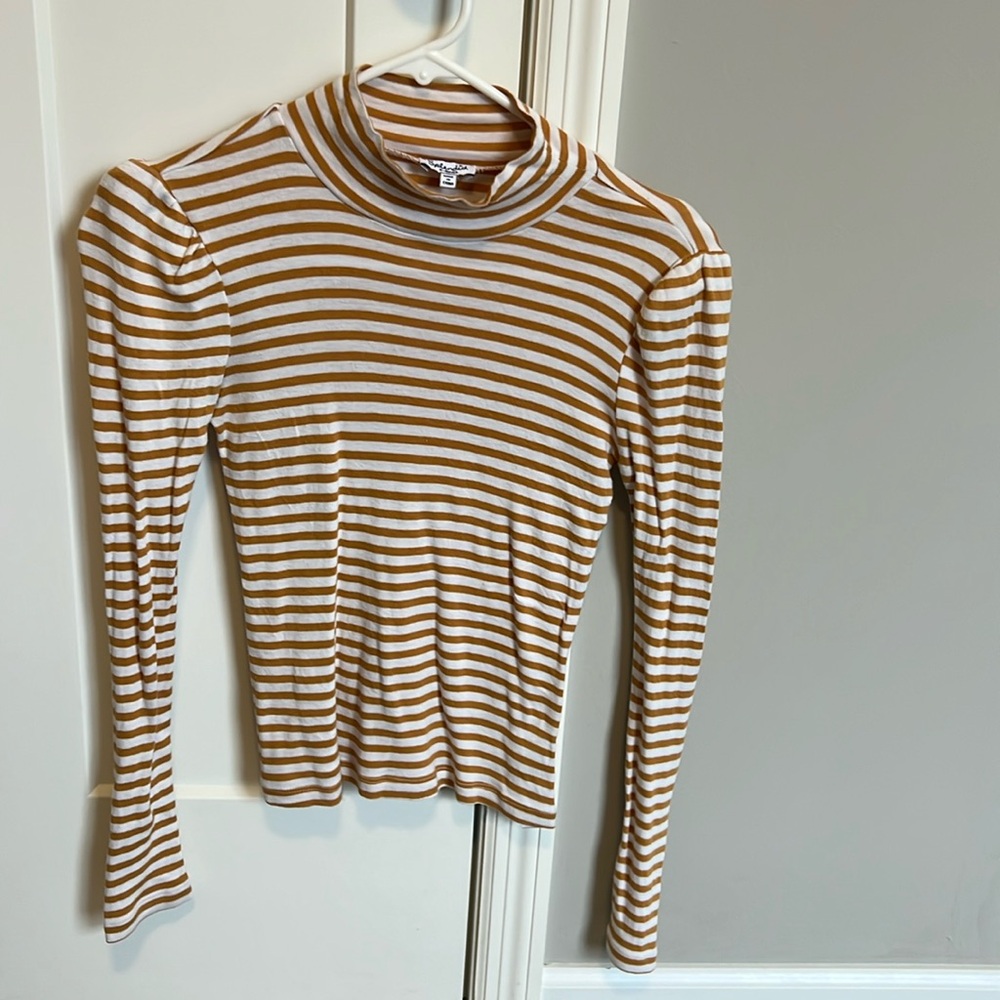 Stripe mock neck top